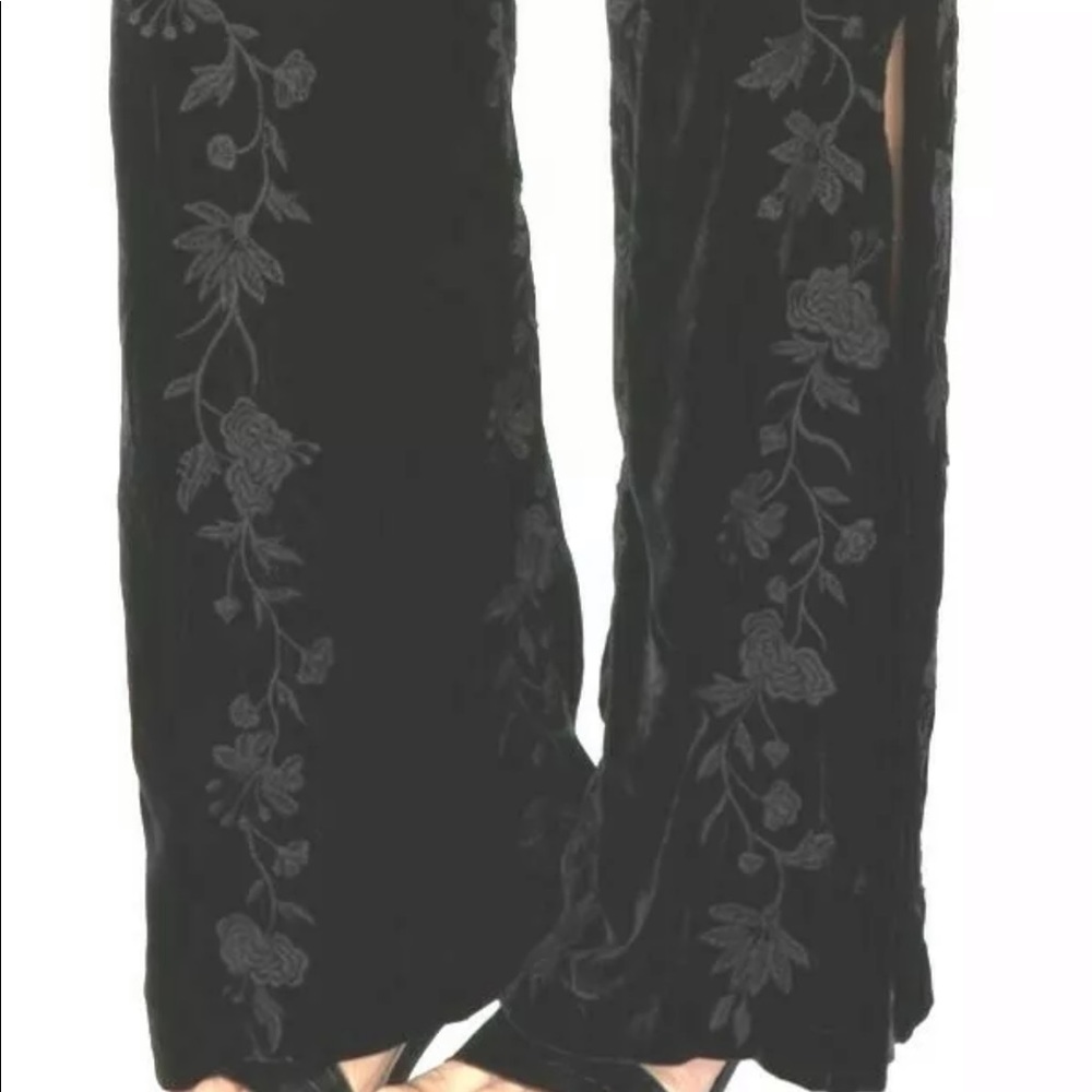 Johnny Was RENEE Embroidered side-slit Palazzos